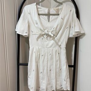 Harper Heritage White Palm Tree Embroidered Romper